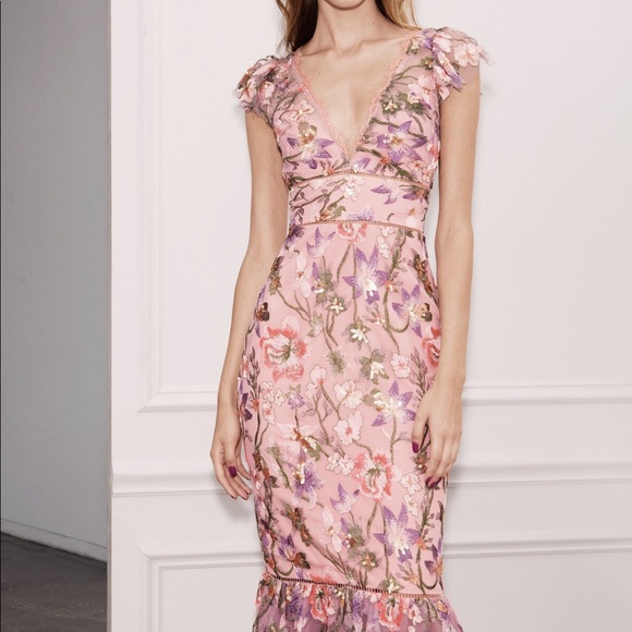 Marchesa Notte Flutter Cocktail Dress Sz 12 - Picture 1 of 10